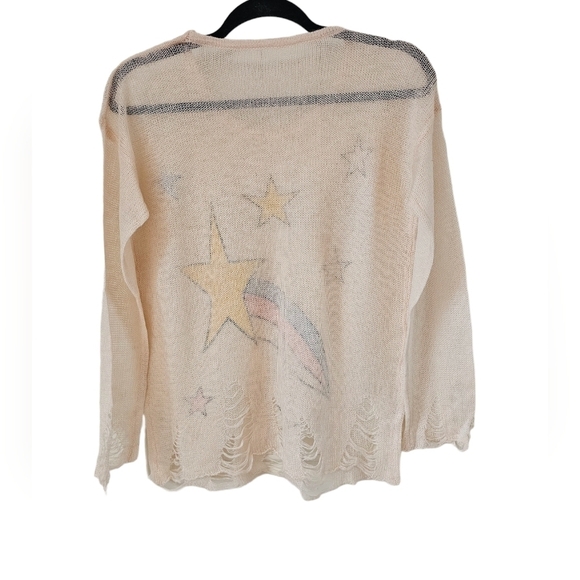 Shooting stars,pale pink, lightweight long sleeves knitted sweater. Size M-L - Picture 2 of 3